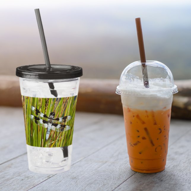 Common Whitetail Skimmer Dragonfly Photo Acrylic Tumbler (In Situ)