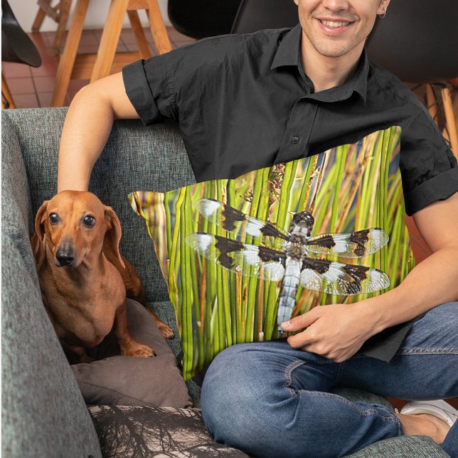 Common Whitetail Skimmer Dragonfly Photo Decorative Cushion (In Situ)
