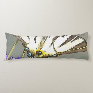 Common Yellow Swallowtail On Lilac Flowers Black O Body Cushion