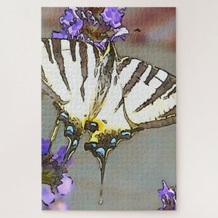 Common Yellow Swallowtail On Lilac Flowers Black O Jigsaw Puzzle
