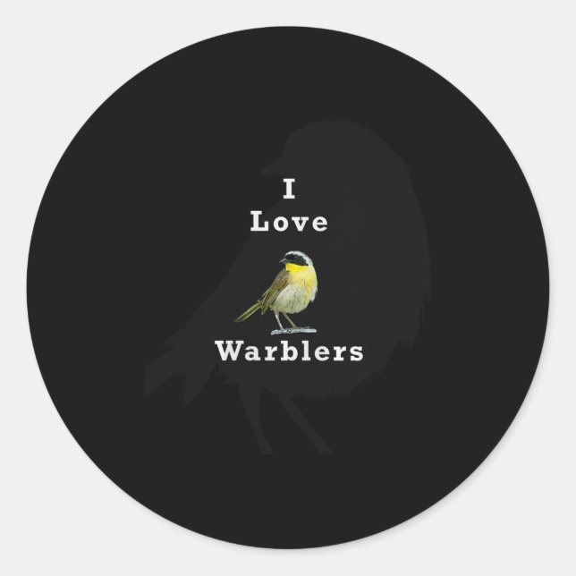 Common Yellowthroat Warbler ”i Love Warblers” Prem Classic Round Sticker (Front)
