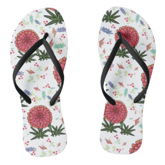 Common zinnia floral pattern thongs