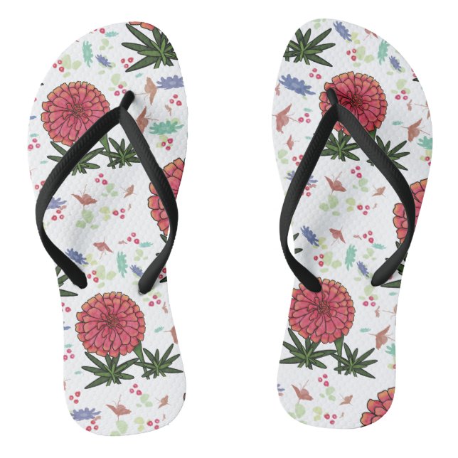 Common zinnia floral pattern thongs (Footbed)