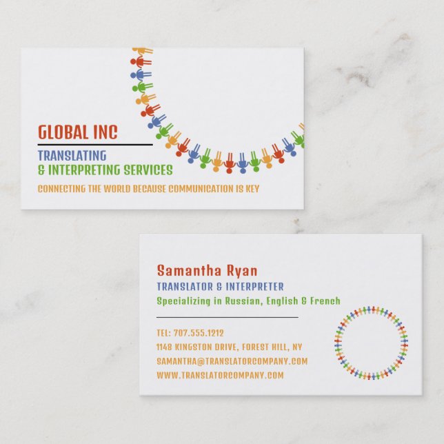 Communication Design, Translator & Interpreter Business Card (Front/Back)