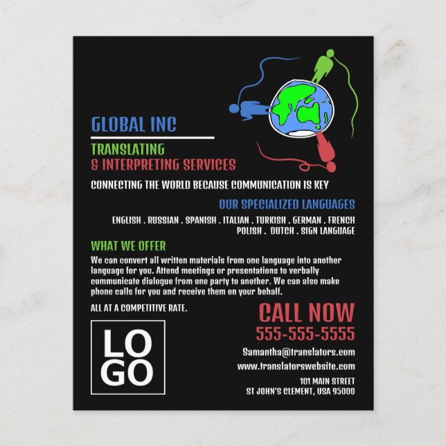 Communication Logo, Translator & Interpreter Flyer (Front)