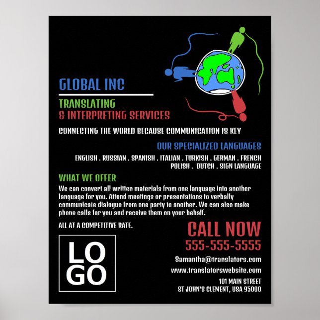 Communication Logo, Translator & Interpreter Poster (Front)