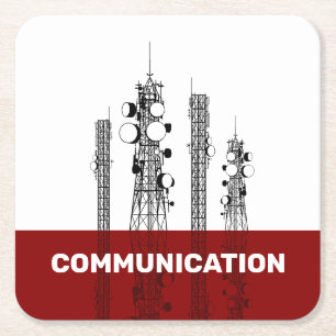 Communication Towers Square Paper Coaster