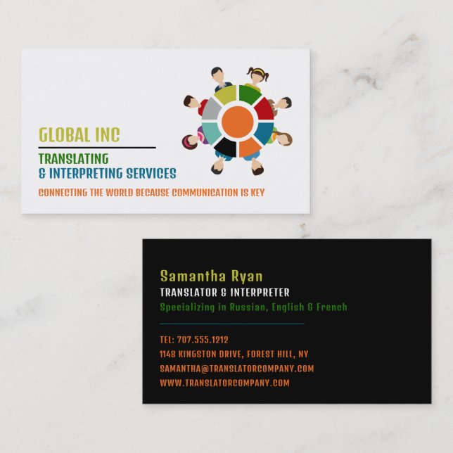 Communication Wheel, Translator & Interpreter Business Card (Front/Back)