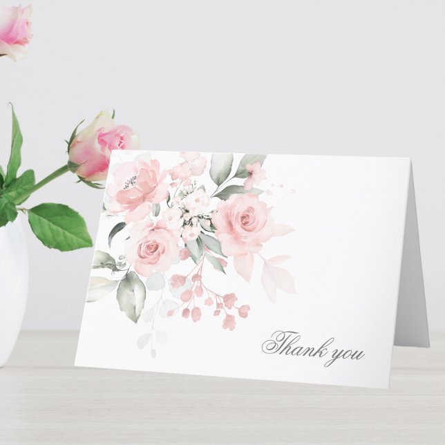 Communion Baptism Thank You Pink Watercolor Floral Card (Communion Baptism Thank You Pink Watercolor Floral | Christening, First Communion)