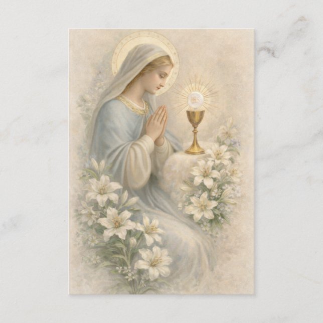 Communion Blessed Mary  Remembrance Holy Card (Front)