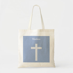 Communion Blue Vines and Stripes Tote Bag