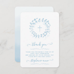 Communion Blue Wreath and Cross Invitation