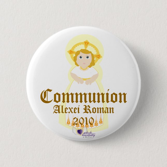 Communion Button- Customise 6 Cm Round Badge (Front)