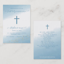 Communion Cross Blue Watercolor Business Card