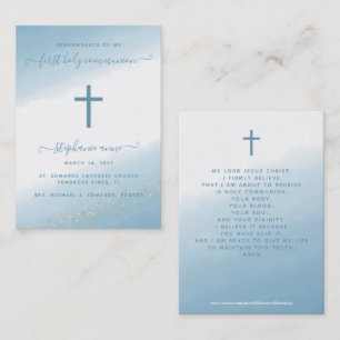 Communion Cross Blue Watercolor Business Card