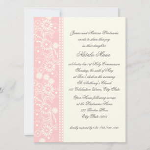 Communion Daisy Pink Invitation