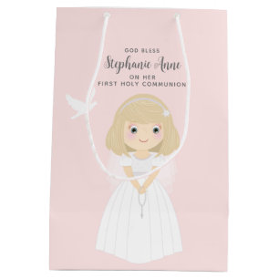 Communion Dove Blonde Girl Medium Gift Bag