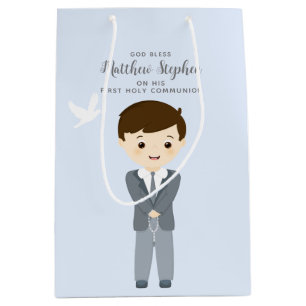 Communion Dove Boy Medium Gift Bag