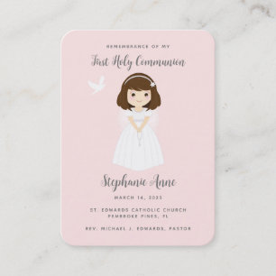 Communion Dove Brunette Girl Prayer Business Card