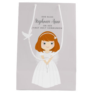 Communion Dove Redhead Girl Medium Gift Bag