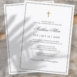 Communion For Him   Elegant Classic Cross Invitation