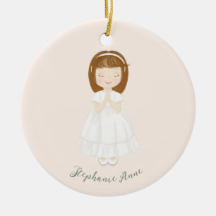 Communion Girl Praying Ceramic Ornament