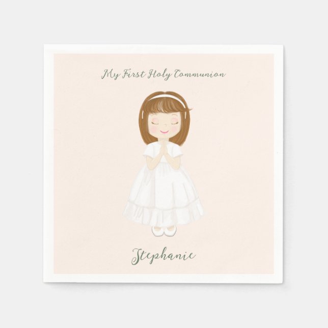 Communion Girl Praying Napkin (Front)