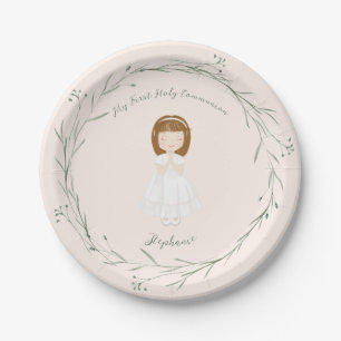 Communion Girl Praying Paper Plate