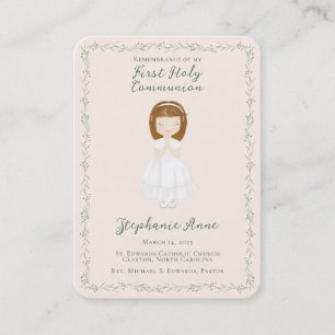 Communion Girl Praying Prayer Card
