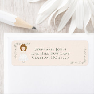 Communion Girl Praying Return Address Label