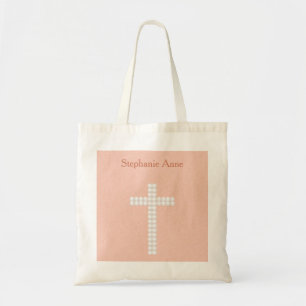 Communion Peach Vines and Stripes Tote Bag