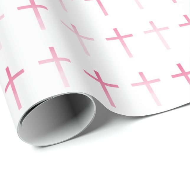 Communion Pink Cross Wrapping Paper (Roll Corner)