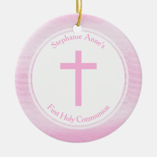 Communion Pink Watercolor Ceramic Ornament