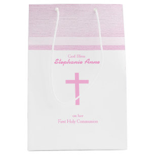 Communion Pink Watercolor Medium Gift Bag