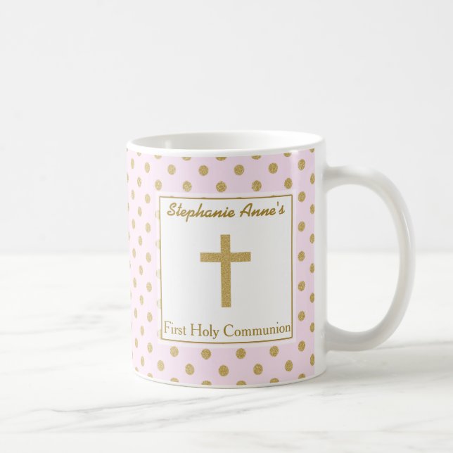 Communion Pink with Gold Polka Dots Coffee Mug (Right)