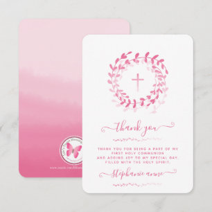 Communion Pink Wreath and Cross Invitation