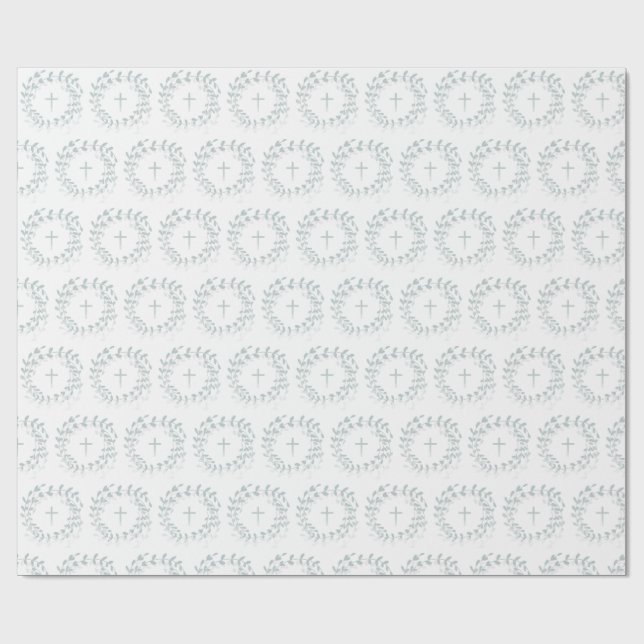 Communion Sage Wreath and Cross Wrapping Paper (Flat)