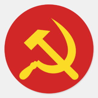 Communism hammer and sickle classic round sticker