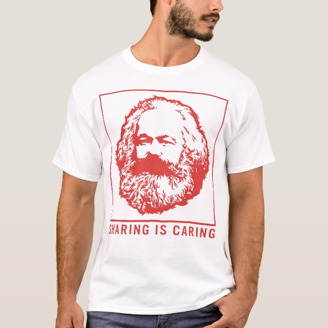 Communism Shirt, Sharing Is Caring Karl Marx T-Shirt (Front)