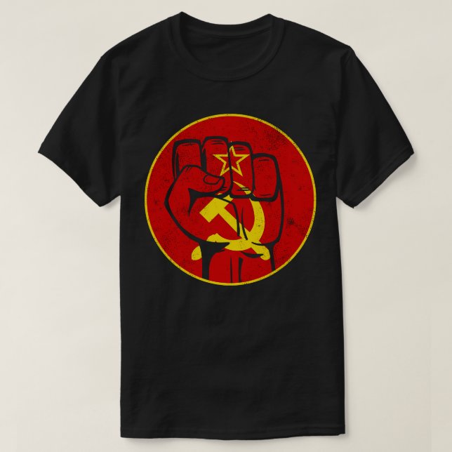 Communism Soviet Union Fist Hammer Sickle T-Shirt (Design Front)
