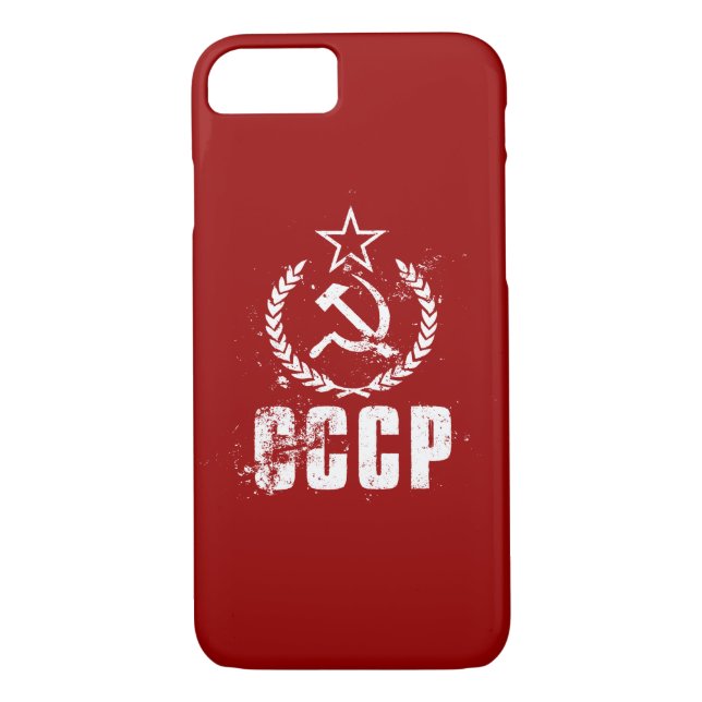 Communist CCCP Hammer Sickle White iPhone 8/7 Case-Mate iPhone Case (Back)