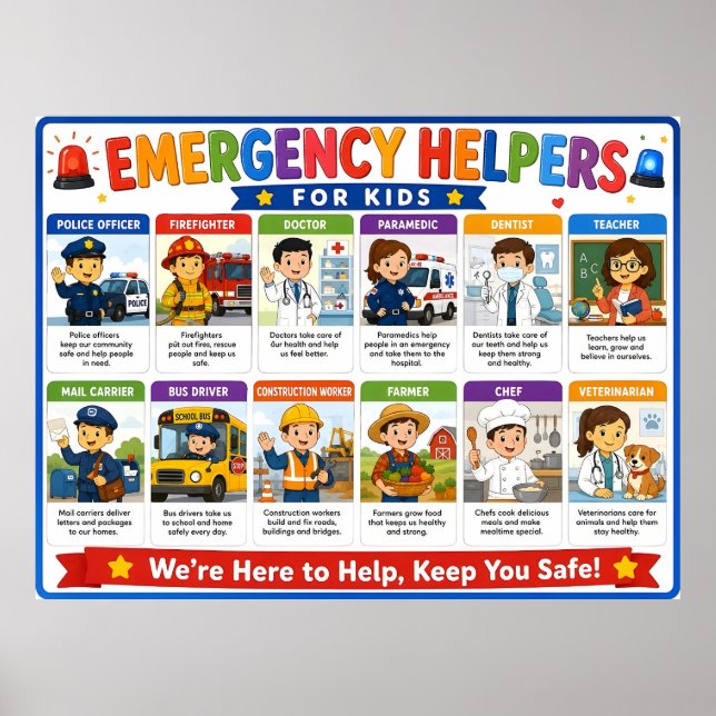 🚑 Community Helpers For Kids Learning About Caree Poster (Front)