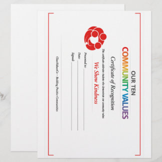 Community Kindness Certificate 8.5x11 Letterhead