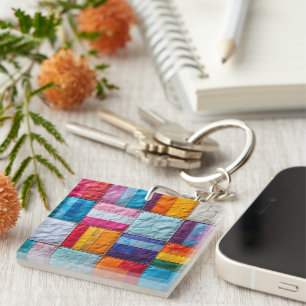 Community Quilt of Unity and Diversity Key Ring