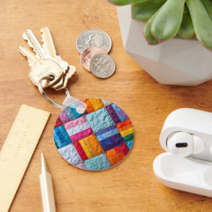 Community Quilt of Unity and Diversity Key Ring
