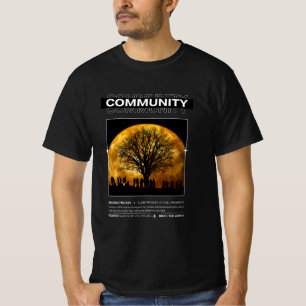 Community Under the Moon Grunge Streetwear T-Shirt