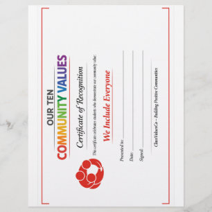 Community Value Certificate (Letterhead) Custom Letterhead