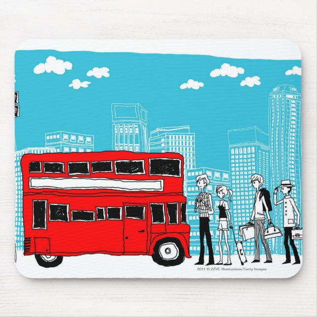 Commuters waiting at bus stop mouse pad (Front)