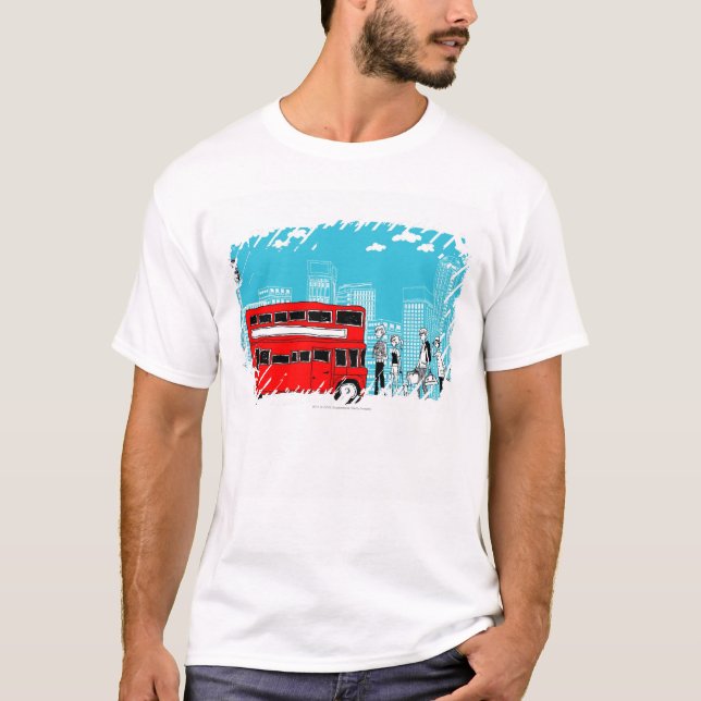 Commuters waiting at bus stop T-Shirt (Front)