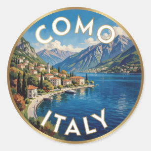 Como Italy Alpine Travel Scene ☀️ Classic Round Sticker